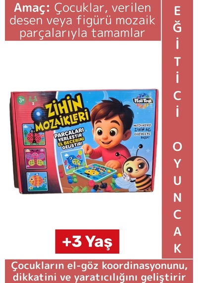 Eğitici Çocuk Dikkat Yaratıcılık El Göz Koordinasyonu Odak Gelişimi Eğlenceli Oyun Zihin Mozaikleri