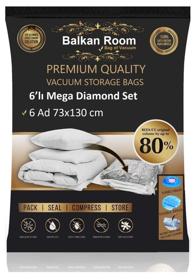 Balkan Room Vakum Hurcu 6'lı Mega Diamond Set Vakumlu Hurç Şeffaf