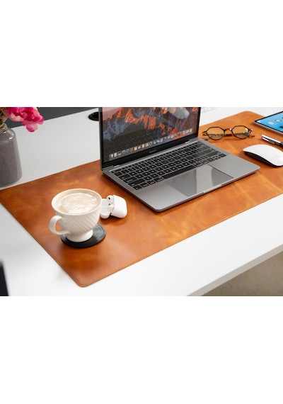 Atelier 91 Dark Mocha Leather Desk Mat Large Large Size