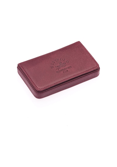 Westpolo Eskitme Hakiki Deri Unisex Tek Bölmeli Kartlık - Bordo Bordo