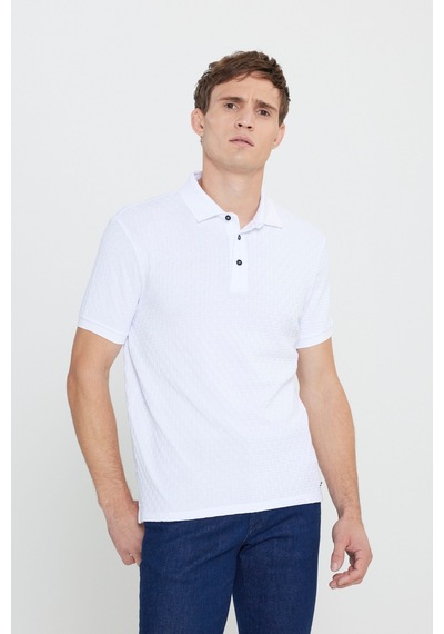AC&Co / Altınyıldız Classics Erkek Beyaz Slim Fit Dar Kesim Polo Yaka Jakarlı Tişört Beyaz AC&Co / Altınyıldız Classics Erkek Beyaz Slim Fit Dar Kesim Polo Yaka Jakarlı Tişört Beyaz