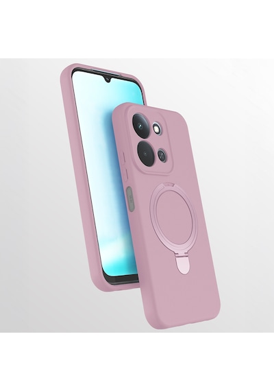 Xiaomi Redmi 15c Kılıf M-safe Şarj Özellikli Standlı Zore Samara Kapak Pembe