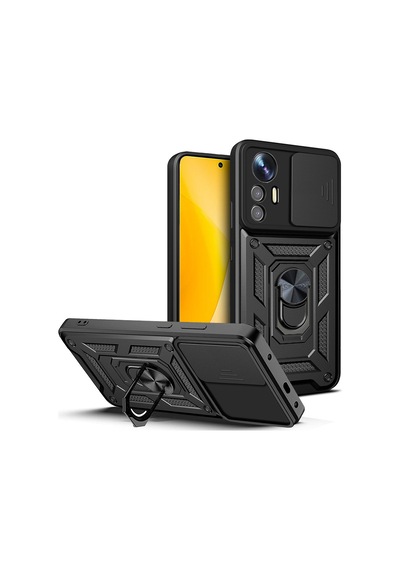 Mi 12 Lite Kılıf Magnetik Standlı Kamera Korumalı Mkst Sürgülü Vega Kapak - Mavi Mavi