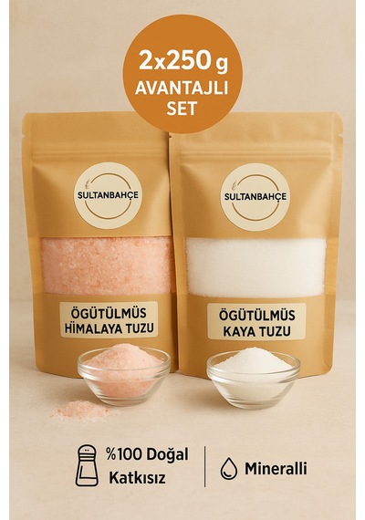 Doğal Tuz İkilisi Himalaya Tuzu & Kaya Tuzu 2 250 Gr - Öğütülülmüş - Sofralık