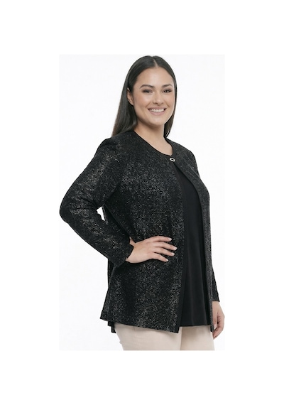 By Saygı Kadın İçi Likralı Bluz Sim Detaylı Çiçek Desenli Dantel Ceket Büyük Beden 2'li Takım Siyah By Saygı Kadın İçi Likralı Bluz Sim Detaylı Çiçek Desenli Dantel Ceket Büyük Beden 2'li Takım Siyah