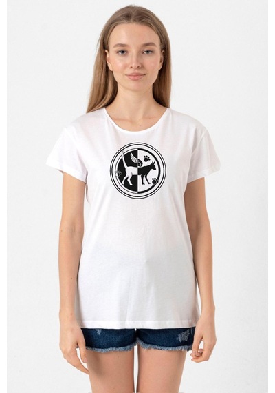 Monogatari Anime Tsubasa Cat Symbol Beyaz Kadın Bisikletyaka Tshirt Beyaz
