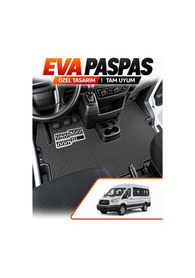 Ford Transit 2014-2023 Uyumlu Eva Oto Paspas Metal Topukluklu Ön Kabin Set Koyu Gri