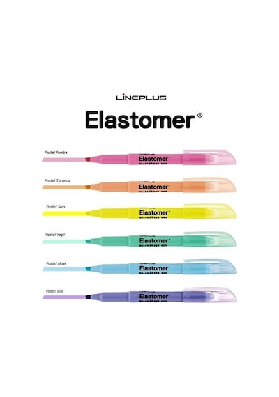 Lineplus Elastomer Fosforlu Kalem Pastel Renkler 6'lı Paket