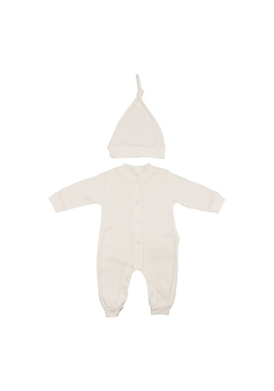 Bebegen Unisex Ekru Fitilli Düğümlü Bereli Çıtçıtlı Tulum Çok Renkli