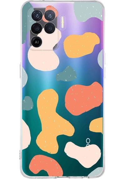 Oppo A94 Uyumlu Kamera Korumalı Grunge Tasarımlı Şeffaf Kılıf Şeffaf