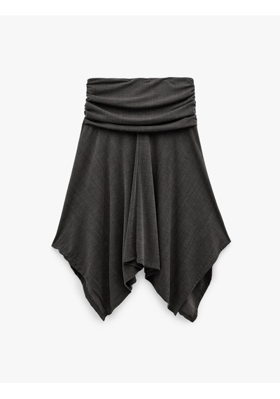 Koton Viskon Karışımlı Drape Detaylı Asimetrik Midi Etek Antrasit 6sal70063ık