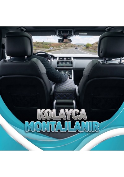 Ford Galaxy Uyumlu Oto Kol Dayama Sünger Kolçak Minderi Siyah Deri Mavi Dikişli
