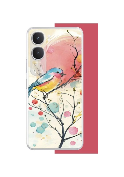 Vivo 315g Uyumlu Renkli Kuş Baskılı Silikon Kılıf