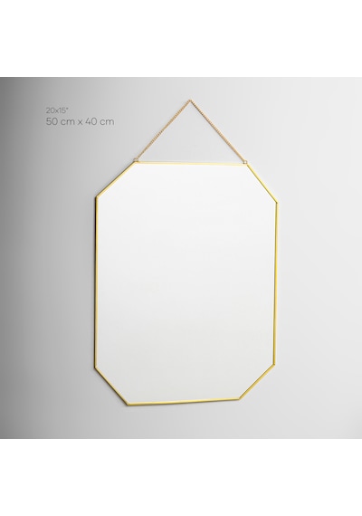 Ayna Duvar Askılı Sekizgen Geometrik 50x40cm Gold