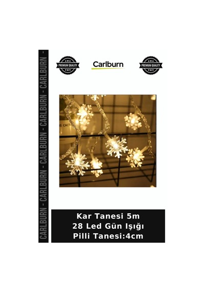 Kar Tanesi 5m 28 Led Gün Işığı Pilli Tanesi:4cm Hediyelik Lamba Yılbaşı Susuu