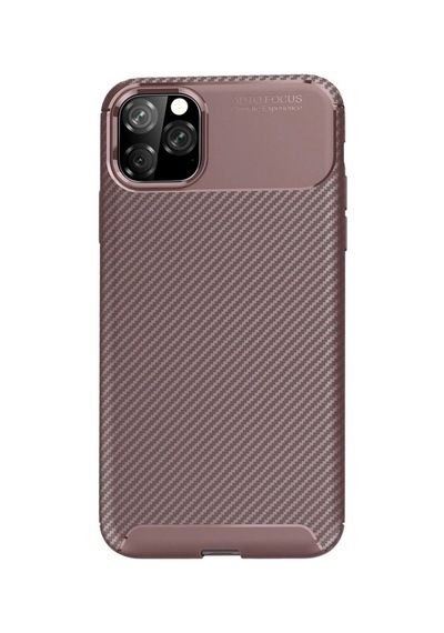 Apple Uyumlu   iPhone 11 Pro Max Kılıf Auto Focus Karbon Kapak - Kahverengi