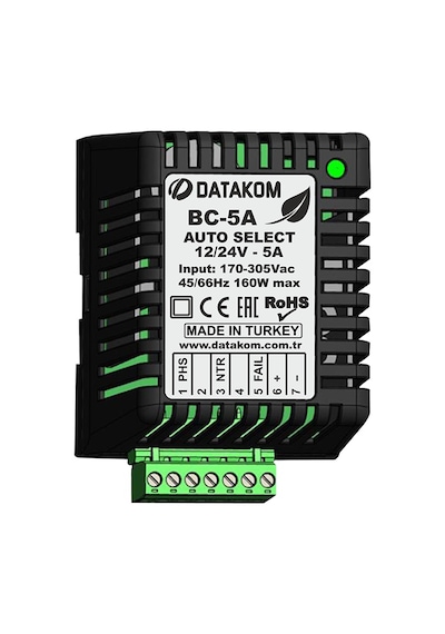 Datakom Bc5A-12V-24V Akıllı Akü Şarj Cihazı Redresör 5 Amper