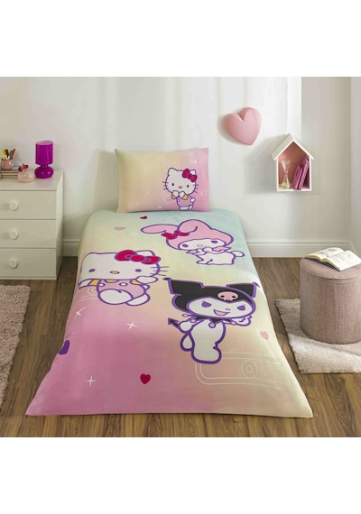 Taç Lisanslı Hello Kitty & Friends Pamuk Tek Kişilik Nevresim Takımı 000000001000051092 Çok Renkli