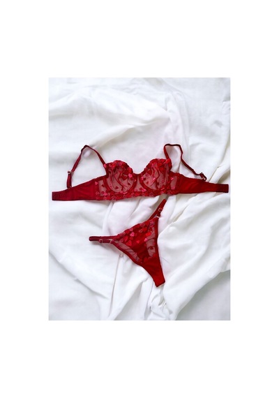 Mark Bells Dantelli Bralet Takım Kırmızı - 634430851 Kırmızı