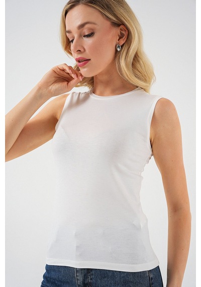 Hiccup Bdart Dik Yaka, Askısız, Fitilli Bodysuit Fildişi