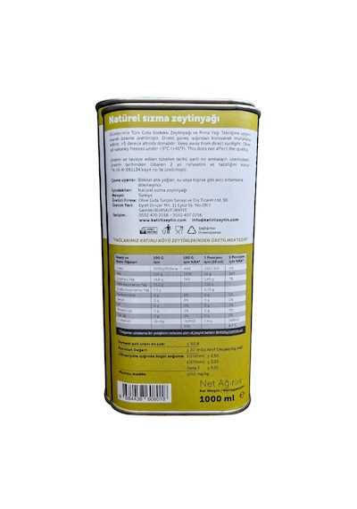 Katırlı Köyü Natürel Sızma Zeytinyağı 1 Litre - Soğuk Sıkım