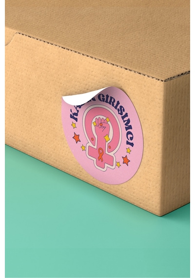 Kadın Girişimci Yuvarlak Sticker Paket Etiketi 3x3cm St2420 Çok Renkli