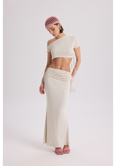 Mai Collection Mai Studios Co. Ivan Büzgülü Bej Crop Etek Takım Bej