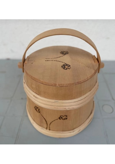 Ahşap 2lt Külek Tereyağ Saklama Kabı 22cm Ahşap