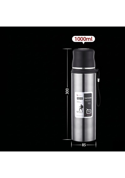 1 Litre Kamp Termos 12 Saat Sıcak, 24 Saat Soğuk Tutar Metalik