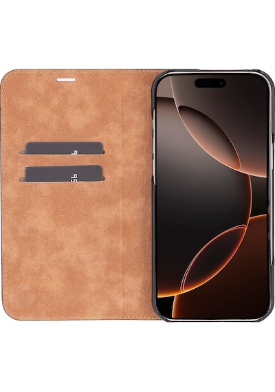 Apple İphone 16 Pro Max Uyumlu, Hakiki Deri, El Yapımı, Cüzdanlı Kılıf, Parlak Siyah 091 Sıyah