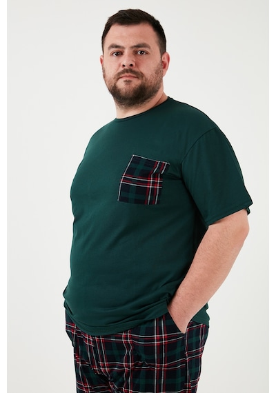 Buratti Pamuklu Regular Fit Büyük Beden Erkek Pijama Takımı 6572002B Yeşil