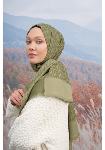 Armanda 70 X 190 Cotton Monogram Desen Şal - Ar 3098 03047 - 70x190 / Haki Yeşil 205