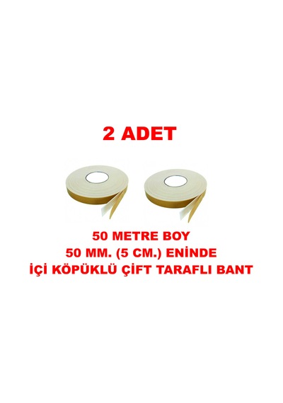 Çift Taraflı İçi Köpüklü Sarı Bant 50 M. Uzunlukta 50 Mm-5 Cm Ebatında 2 Adet