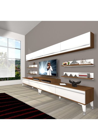 Decoraktiv Ekoflex 360y Mdf Silver Tv Ünitesi Tv Sehpası - Ceviz Beyaz Ahşap - Beyaz Decoraktiv Ekoflex 360y Mdf Silver Tv Ünitesi Tv Sehpası - Ceviz Beyaz Ahşap - Beyaz