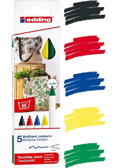 Btmarket Edding E-4600 Kumaş Boyama Tekstil Kalemi 5'Li Kutu