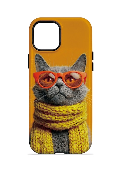 Velvoria Valestra Sari Atkılı Kedi Apple iPhone Uyumlu 12 Pro Darbe Korumalı Kılıf Valestra Select - Sari Atkılı Kedi