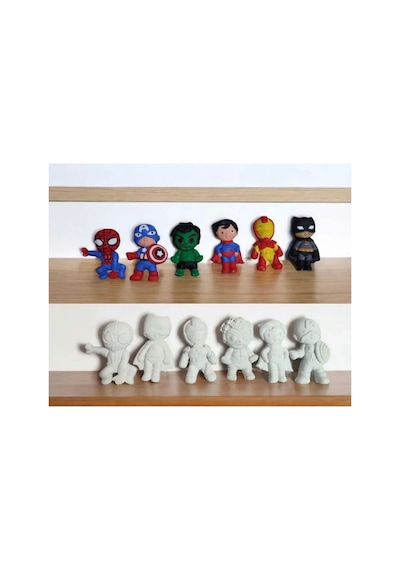 Marvel Karakterler Boya Etkinlik Yap 12 Adet 10 Cm Boyları Ve Boya Seti