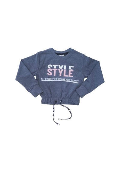 İrem Çocuk Giyim Kız Çocuk Önü Yazı Desenli Beli Bağlamalı Mevsimlik Sweatshirt Füme