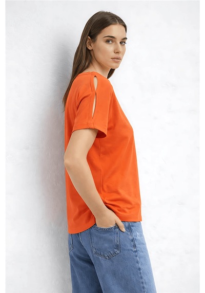 Fashion Friends Kol Detaylı Turuncu Kadın Bluz 26y0309k1