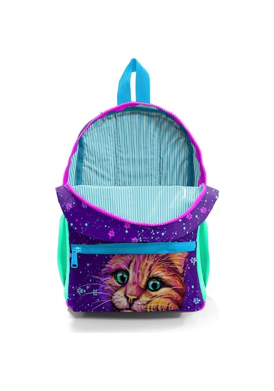 Minik Yuva Sırt Çantası Mor Pembe Kedi Desenli İki Bölmeli 23532
