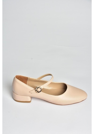 Fox Shoes V250660809 Bej Kalın Alçak Topuklu Kadın Ayakkabı Bej
