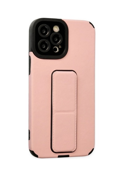 Apple, Uyumlu iPhone 12 Pro Max Kılıf Mega Standlı Silikon - Pudra