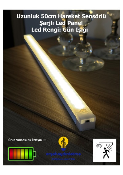 Hareket Sensörlü Led Işık 50 Cm Gün Işığı
