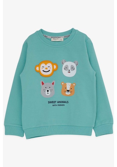 Breeze Erkek Bebek Eşofman Takımı Yüzü Hareketli 9 Ay-3 Yaş, Su Yeşili