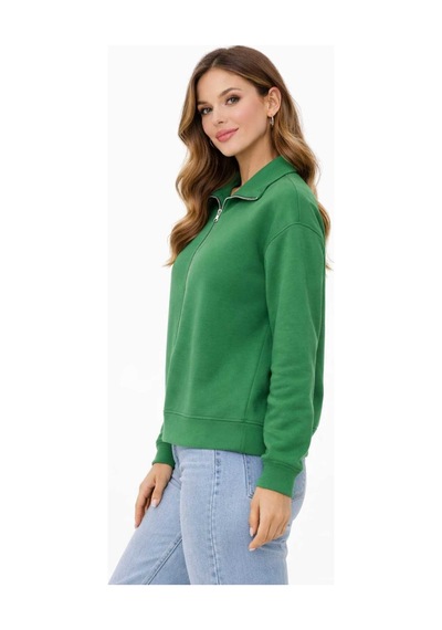 Bebuy Sweatshirt Yarım Fermuarlı Yeşil