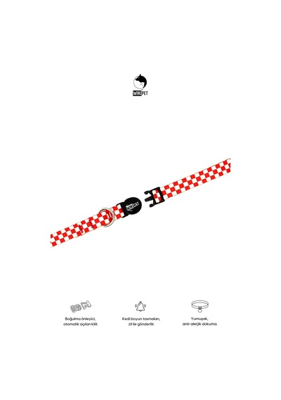 Candy Cane Kedi Boyun Tasması, Boğulma Önleyici Kilitli, Zil Hediyeli Kırmızı,beyaz Kareli
