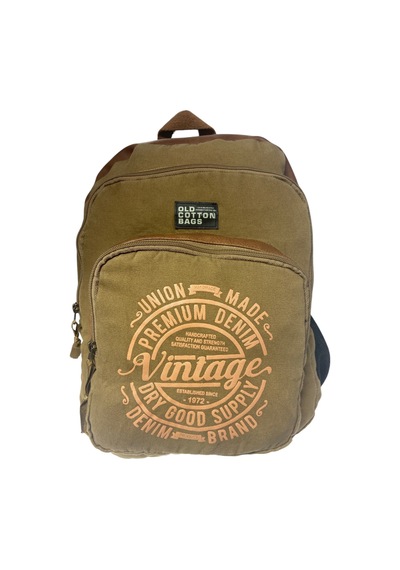 Old Cotton Cargo Kaliteli Siyah Vintage Salaş Baskılı Disayn Günlük Gezi Okul Sırt Çantası Revilla Bag 28x38cm Hardal Sarı