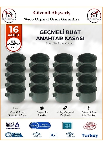 Trendhomm Anahtar Kasası - Geçmeli Sıva Altı - 16 Adet