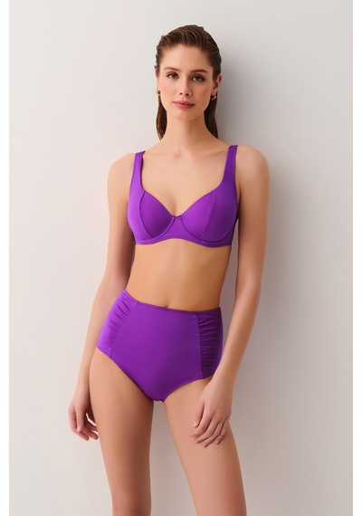 Suwen Yüksek Bel Pileli Bikini Alt Sbn26700c099 Mor