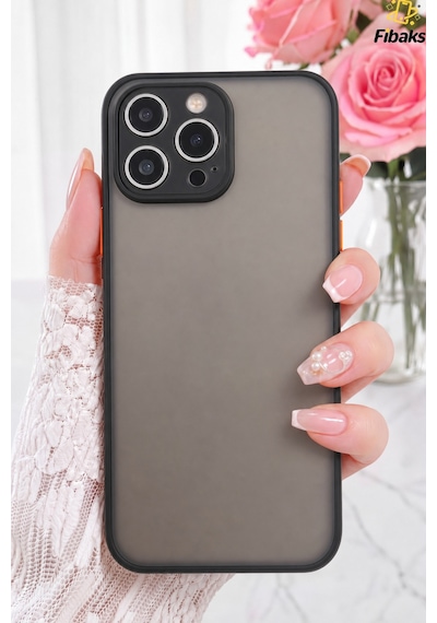 Fibaks iPhone 15 Pro Max Uyumlu Kılıf Mat Parmak Izi Yapmaz Kamera Korumalı Renkli Tuşlu Sert Silikon